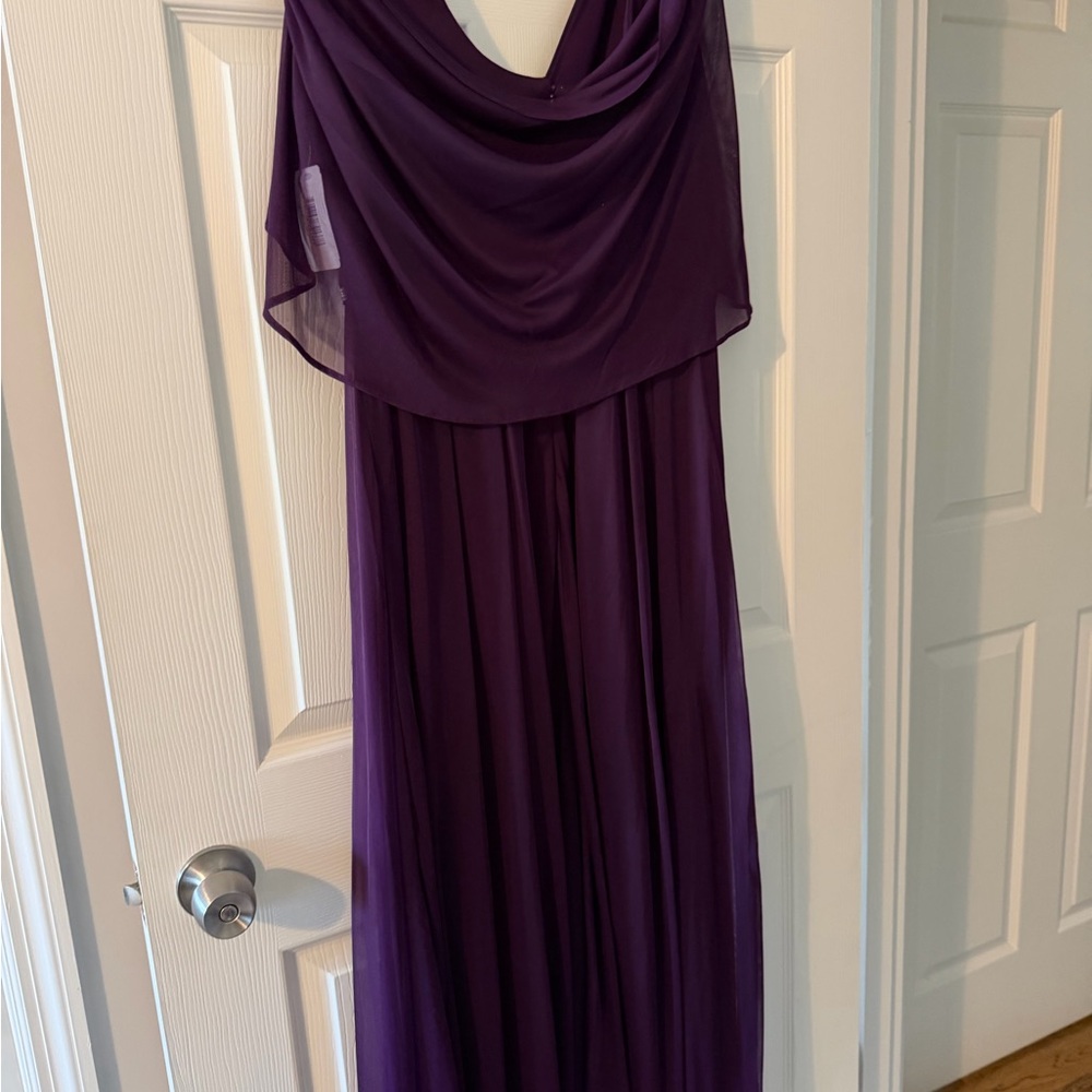 Elegant Purple Chiffon Maxi Dress with Draped Neckline